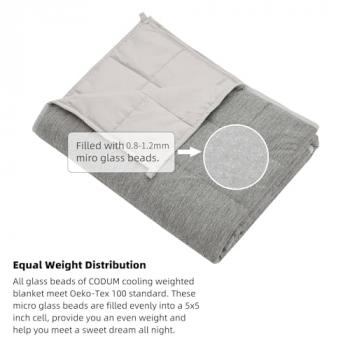 CODUM Weighted Blanket Twin Size 15bls, Cooling Blanket for Adult Hot Sleepers, Soft Bed Blanket Universal to All Seasons, 48''x72'' 15 LBS, Grey