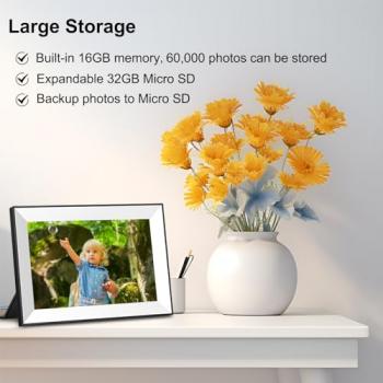 10.1 Inch WiFi Digital Picture Frame,Digital Photo Frame Load Picture and Video from Phone to Electronic Picture Frame, Sd Card,Touch Screen,Auto-roate, for Mom