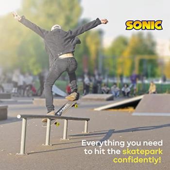 Sonic The Hedgehog 31 inch Skateboard, 9-ply Maple Desk Skate Board for Cruising, Carving, Tricks and Downhill