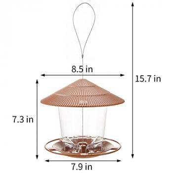 Hanizi Hanging Bird Feeder Squirrel Proof for Outdoor Wild Bird Seed, Brown