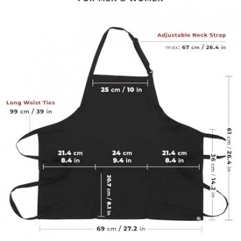 Chef Works Unisex Three Pocket Apron, Black, One Size