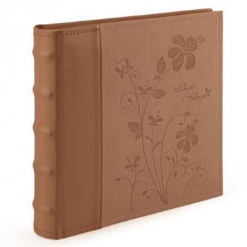 Golden State Art Photo Album holds 4x6 200 Horizontal Pictures with Memo Space, Leather Vintage Cover for Wedding Family Christmas and Valentine's Day(Brown)