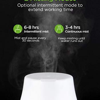 InnoGear Essential Oil Diffuser, Premium 5-in-1 Diffusers for Home Scent Aromatherapy Diffuser Air Desk Humidifier for Bedroom Large Room Office 7 Color LED 2 Mist Mode Waterless Auto Off, Basic White