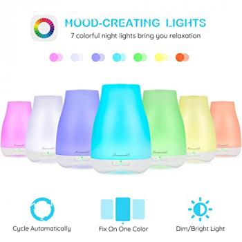 Homeweeks Diffusers, 100ml Colorful Essential Oil Diffuser with Adjustable Mist Mode,Auto Off Aroma Diffuser for Bedroom/Office/Trip (100 ML 1 Pack)