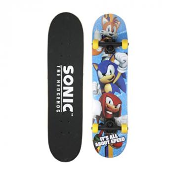 Sonic The Hedgehog 31 inch Skateboard, 9-ply Maple Desk Skate Board for Cruising, Carving, Tricks and Downhill