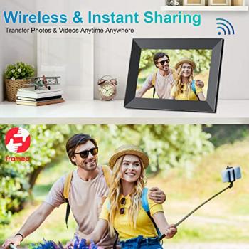 Frameo 10.1 Inch WiFi Digital Picture Frame with 1280 * 800P IPS Touch Screen HD Disply,Built-in 16GB Storage,Video Clips and Slide Show,Send Photos Instantly from Anywhere with via Free APP…