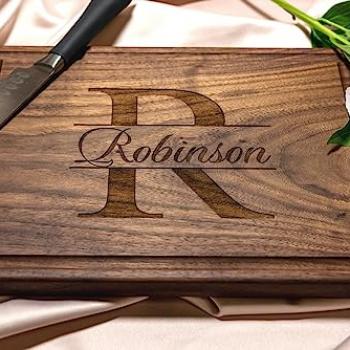 Personalized Cutting Board, Custom Wedding, Anniversary or Housewarming Gift Idea, Wood Engraved Charcuterie, for Friends and Family, Monogram Initial Design 004