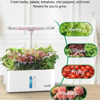 Hydroponics Growing System Indoor Garden: 8 Pods Herb Garden Kit Indoor with LED Grow Light Quiet Smart Water Pump Automatic Timer Healthy Fresh Herbs Vegetables - Hydroponic Planter for Home Kitchen