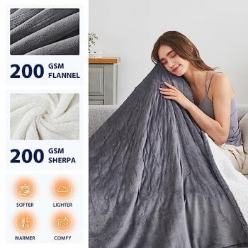 Homemate Heated Blanket Electric Throw - 50"x60" Heating Blanket Throw 1/2/4/6/8 Hours Auto-off 10 Heat Level Heat Blanket Over-heat Protection Flannel Sherpa Heater Blanket Electric ETL Certification