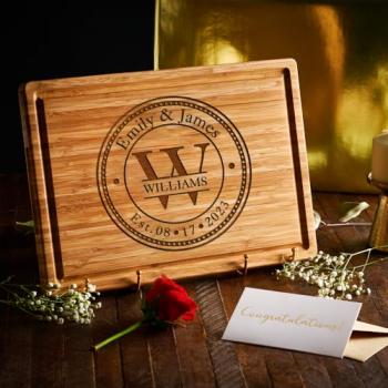 Personalized Wedding Cutting Board, Custom Monogram Engraved Charcuterie Board, Anniversary Gift for Couple, Bridal Shower Gift Ideas, 50th Anniversary Gift for Her, USA Hand Crafted