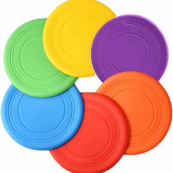 Kids Flying Disc Toy Outdoor Playing Lawn Game Disk Flyer for Kindergarten Teaching Soft Silicone Colorful 6 Pack Bulk Set…