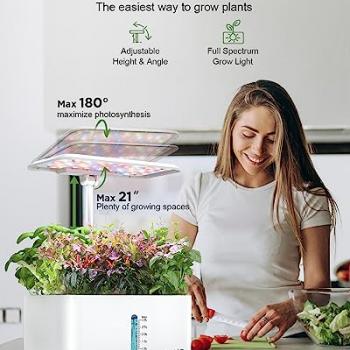 Hydroponics Growing System Indoor Garden: 8 Pods Herb Garden Kit Indoor with LED Grow Light Quiet Smart Water Pump Automatic Timer Healthy Fresh Herbs Vegetables - Hydroponic Planter for Home Kitchen