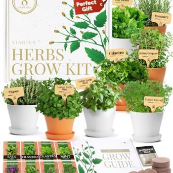 HOME GROWN Deluxe 8 Herb Garden Kit – Best Unique Mother's Day Gardening Gift for Women, Mom, Her – Kitchen Gifts for Gardeners Friend, New Home Housewarming Plant Starter