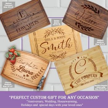 Tayfus Personalized Cutting Board, Engraved Wood Cutting Boards - Customized Gifts of Charcuterie Boards, Handmade Personalized Gifts, Christmas - Wedding Gifts, Couple Gifts & Housewarming Gift Ideas