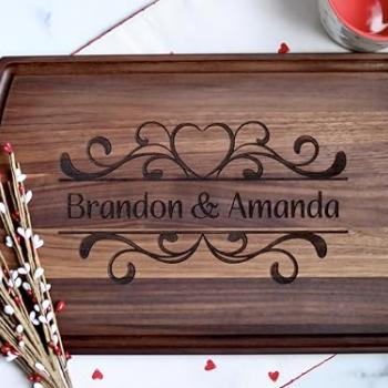 MODERN MADE DESIGNS Handmade Cutting Board, Personalized Bamboo, Walnut, Cherry or Maple Wood Engraved Boards USA Made, Customizable for Weddings, Anniversary, Housewarming, Kitchen Decor, Gift Idea