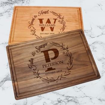 Silverhill Design Customized Love: Personalized Engraved Wood Cutting Boards for Couples - Ideal Gift for Weddings, Anniversaries, Housewarming and Real Estate Closing