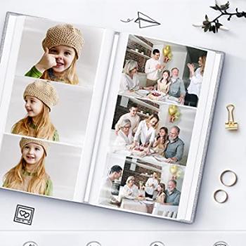 Popotop Photo Album 4x6-300 Photos Linen Cover Photo Books with 300 Horizontal Pockets,Slip-in Picture Albums for Family Wedding Anniversary Baby Vacation Pictures Gray