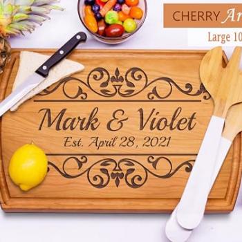 Personalized Wooden Cutting Board Crafted in USA – Best Serves as Cheese Board, Cutting Board, Chopping Board, Charcuterie Board – Unique Personalized Wood Gift for Wedding, Housewarming, Anniversary