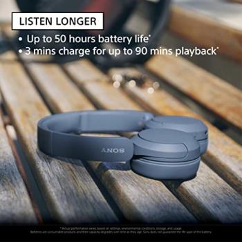 Sony WH-CH520 Wireless Headphones Bluetooth On-Ear Headset with Microphone, Blue