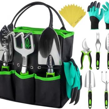 Heavy Duty Garden Tools 22 Pieces Set - Rust Proof, Durable Gardening Supplies - Ergonomic Gardening Hand Tools - Ideal Gardening Gifts for Women