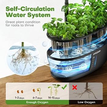 Indoor Garden Hydroponics Growing System: 12 Pods Plant Germination Kit Garden Kit Growth Lamp Countertop with LED Grow Light Hydrophonic Planter Grower Harvest Vegetable Lettuce