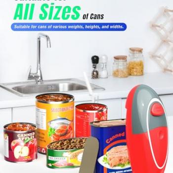 One Touch Battery Operated Electric Can Opener Fits All Size Can With Smooth Edge, Hands Free Electric Can Openers for Kitchen, Kitchen Gadgets Electric Can Opener for Seniors, Arthritis, and Chef