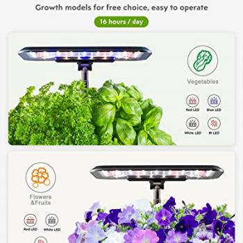 Hydroponics Growing System Indoor Garden: Herb Garden Kit Indoor with LED Grow Light Quiet Smart Water Pump Automatic Timer Healthy Fresh Herbs Vegetables - Hydroponic Planter for Home Kitchen Office