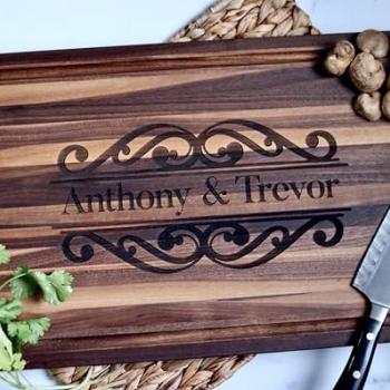 MODERN MADE DESIGNS Handmade Cutting Board, Personalized Bamboo, Walnut, Cherry or Maple Wood Engraved Boards USA Made, Customizable for Weddings, Anniversary, Housewarming, Kitchen Decor, Gift Idea