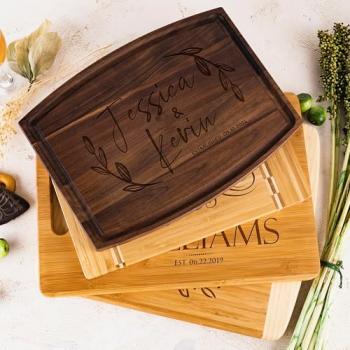 Personalized Cutting Board, 11 Designs, 5 Wood Styles - Housewarming Wedding Gifts for Couple,Personalized Gifts for Mom and Dad, Grandma , Engraved Kitchen Sign