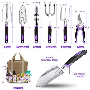 Tudoccy Garden Tools Set 83 Piece, Succulent Tools Set Included, Heavy Duty Aluminum Gardening Tools for Gardening, Non-Slip Ergonomic Handle Tools, Storage Tote Bag, Gifts Tools for Women