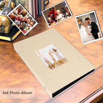 Artmag Fabric Photo Album 4x6 300 Large Capacity for Family Wedding Anniversary Linen Album Holds 300 Horizontal Photos (300 Pockets, Beige)