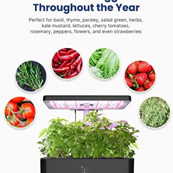 iDOO Hydroponics Growing System Kit 12Pods, Gifts for Mom Women, Herb Garden Indoor with LED Grow Light, House Warming Gifts New Home, Built-in Fan, Auto-Timer, Adjustable Height Up to 11.3" for Home