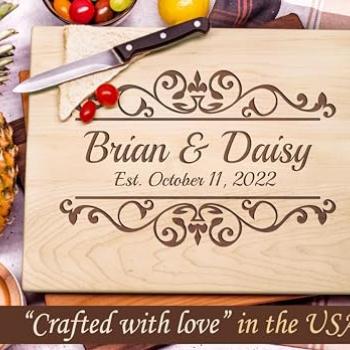 Personalized Wooden Cutting Board Crafted in USA – Best Serves as Cheese Board, Cutting Board, Chopping Board, Charcuterie Board – Unique Personalized Wood Gift for Wedding, Housewarming, Anniversary