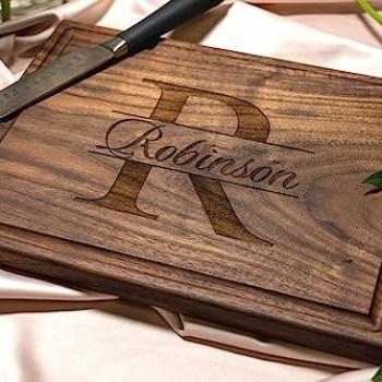 Personalized Cutting Board, Custom Wedding, Anniversary or Housewarming Gift Idea, Wood Engraved Charcuterie, for Friends and Family, Monogram Initial Design 004