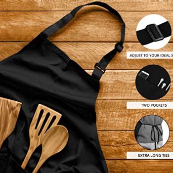 Utopia Kitchen 2 Pack Bib Apron, Adjustable with 2 Pockets, Water and Oil Resistant, Cooking Kitchen Chef Apron for Women Men