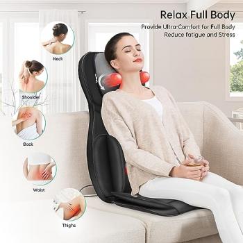 Snailax Neck and Back Massager with Heat, Full Body Massage Chair Pad with Compression, Shiatsu Kneading Seat Portable, Seat Massager