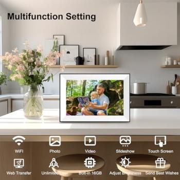 10.1 Inch WiFi Digital Picture Frame,Digital Photo Frame Load Picture and Video from Phone to Electronic Picture Frame, Sd Card,Touch Screen,Auto-roate, for Mom