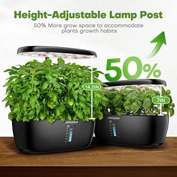 Indoor Garden Hydroponics Growing System: 12 Pods Plant Germination Kit Garden Kit Growth Lamp Countertop with LED Grow Light Hydrophonic Planter Grower Harvest Vegetable Lettuce