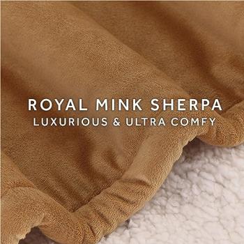 Sunbeam Royal Mink Sherpa Honey Heated Personal Throw / Blanket, Cozy-Warm, Adjustable Heat Settings