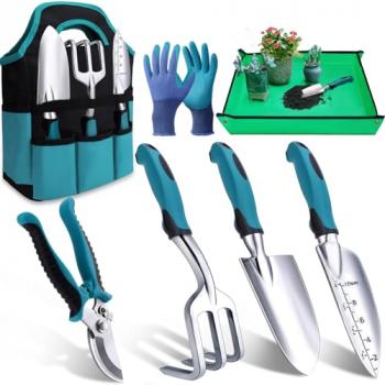 Kynup Garden Tools 7-Piece, Gardening Hand Tools, Gardening Tools Set with Rust-Proof,Stainless Steel, Aluminum Alloy Material, Gardening Supplies Set Ideal Gardening Gift