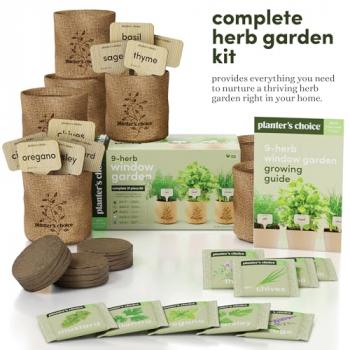 9 Herb Indoor Window Garden Kit - House Plants Seeds - Best Unique Easter Gift Ideas for Women, Mom, Friend, Her, Birthday, Housewarming, Mother - New Home Kitchen Gifts - Live Plant Starter