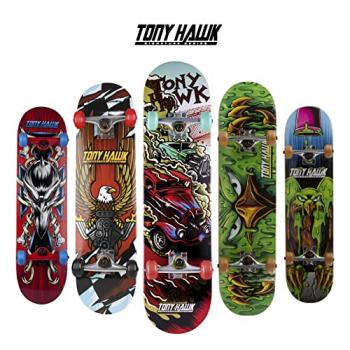 Tony Hawk 31 inch Skateboard, Tony Hawk Signature Series 3, Metallic Graphics & 9-ply Maple Deck Skateboard for Cruising, Carving, Tricks and Downhill, Cars