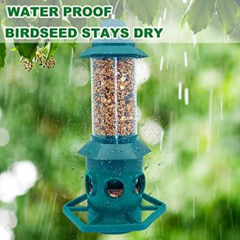 Bird Feeder Squirrel Proof Bird Feeder,Bird Feeders for Outdoors Hanging Gravity Protection Squirrel Proof Wild Bird Feeders for Outside,Green