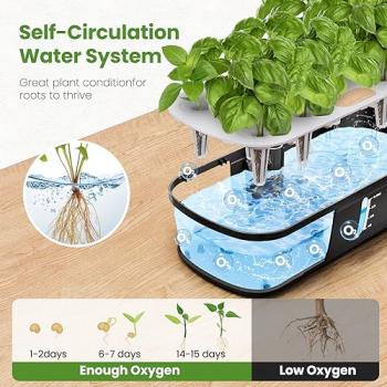 Indoor Garden Hydroponics Growing System 12 Pods, Indoor Herb Garden with LED Grow Light, Adjustable Height Up to 12inch, Hydroponics for Family