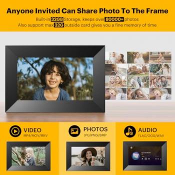 KODAK Digital Picture Frame, 32G 7 Inch WiFi Digital Photo Frame 1024x600 HD IPS Touch Screen, Auto-Rotate, Share Photos and Videos for Anywhere Anytime, for Friends and Family