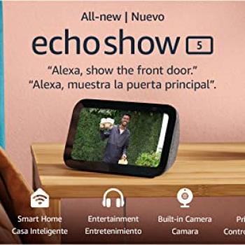 All-new Echo Show 5 (3rd Gen, 2023 release) | Smart display with deeper bass and clearer sound | International Version with US Power Adaptor | Charcoal