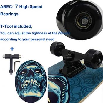 Dreambeauty 31 inch Pro Skateboard Complete,7 Layer Maple Wood Double Kick Concave Skateboards, Tricks Skateboards for Teens, Beginners, Girls, Boys, Kids, Adults (Pray)