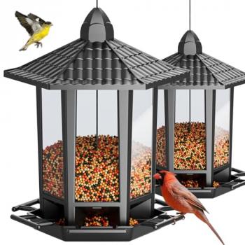 Birdream 2 Pack Bird Feeders for Outdoor Hanging, Retro Pagoda Design Fun Installation Bird Feeder, Attracting Wild Birds Chickadees Goldfinches Cardinals finches and sparrows