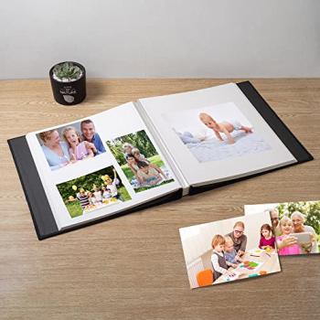 HenPisen Large Photo Album Self Adhesive Scrapbook Album for 4×6 5×7 8×10 Pictures DIY Magnetic Linen Cover Album 40 Pages for Family Wedding Gifts with Metal Pen and Plastic Board