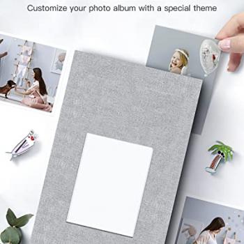 Popotop Photo Album 4x6-300 Photos Linen Cover Photo Books with 300 Horizontal Pockets,Slip-in Picture Albums for Family Wedding Anniversary Baby Vacation Pictures Gray